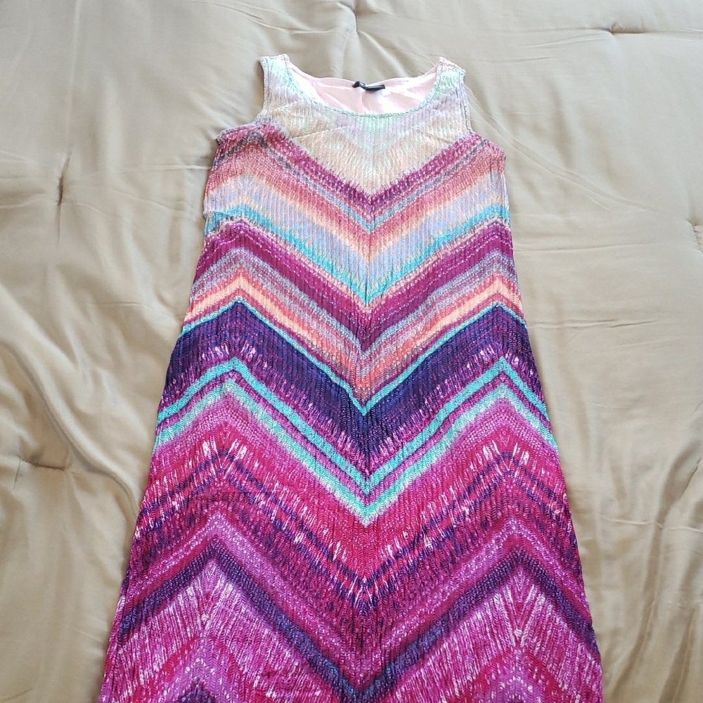 Colorful Chevron Pattern Sleeveless Dress